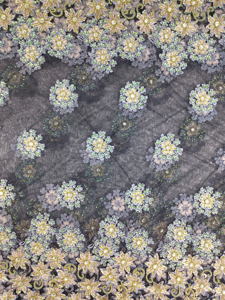 Black Mesh Net Lace Fabric With Best Quality Stone Beaded For Women