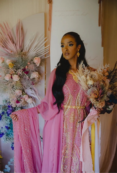 Free Hand Bag Pink Bridal Women Somalian Wedding Stone Embroidery Dirac Set For Bridal Dirac