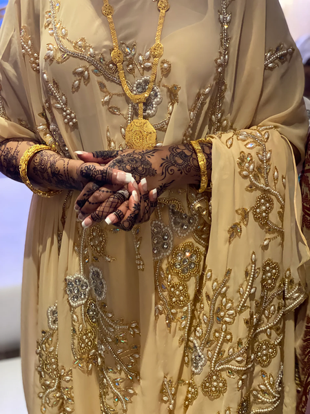 Beige Color Somalin Women Bridal Dirac Golden Hand Beaded No1 Quality Stone Wedding Dirac For Women