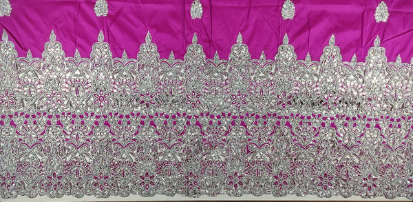 Classy African Pink George wrapper With Cut Work And Stone Work Design For Nigerian Wedding And Evening Dress For Women