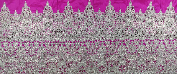 Classy African Pink George wrapper With Cut Work And Stone Work Design For Nigerian Wedding And Evening Dress For Women