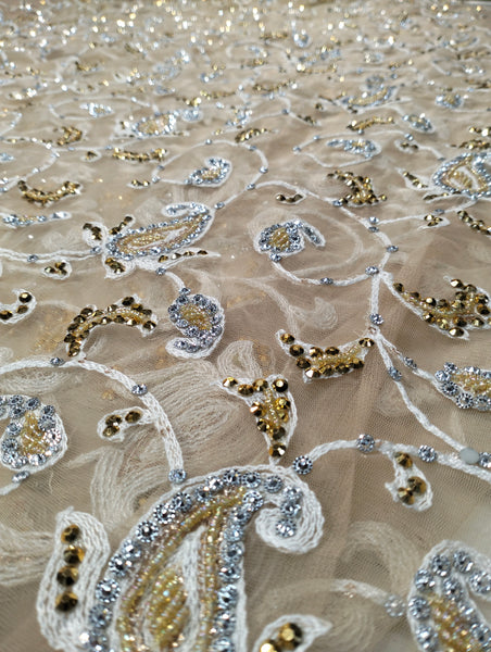 African Super Quality Stone Beaded Mesh Net Fabric Lace For Women Wedding And Party Dress