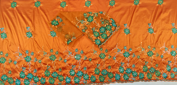 African George Fabric High Quality Indian Raw Silk George Wrappers Hot Nigerian Raw Silk With Net And Blouse for Wedding And Evening Dress