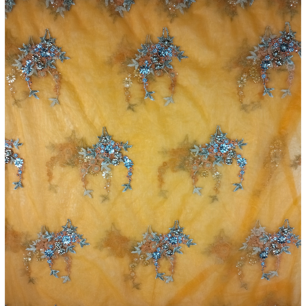 Nigerian Traditional Net Lace Fabric With Stone Beaded Mesh Lace Fabric