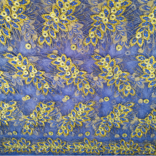 Mesh Net Lace Fabric With High Quality Stone Beaded