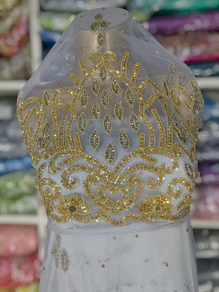 Gold Design on Light Gray Background Medium George Wrapper