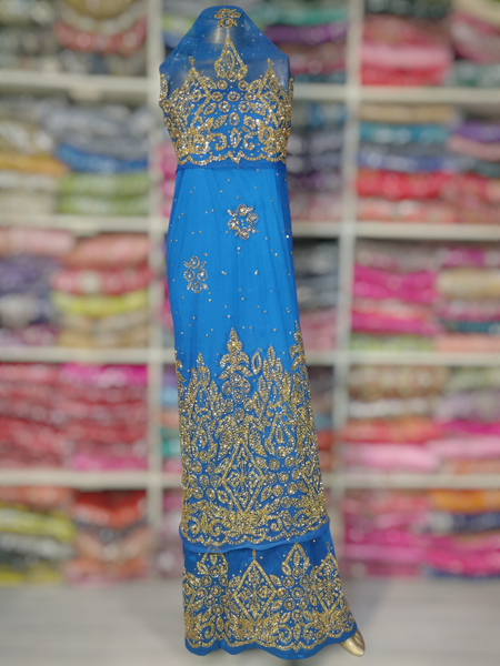 Gold Design on Dark Blue Background Medium George Wrapper