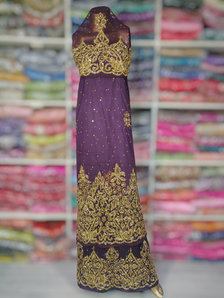 Gold Design on Dark Purple Background Handwork George