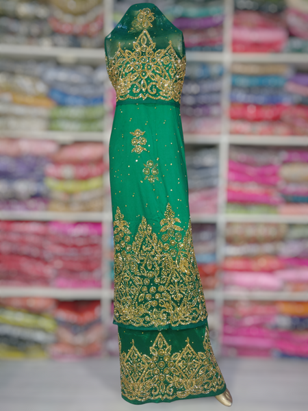 Gold Design on Green Background Handwork George