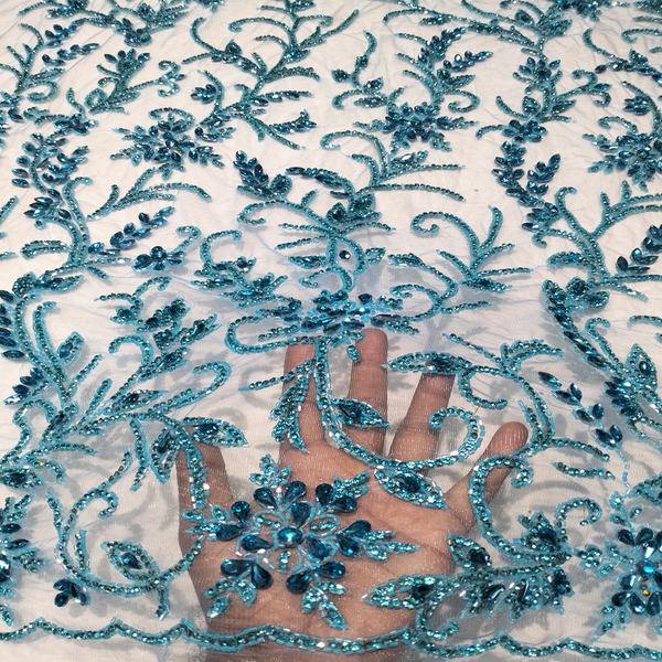 Rhinestone Tulle Lace Fabric 5 Yards Bridal Wedding Headband Fabric For Evening Dresses