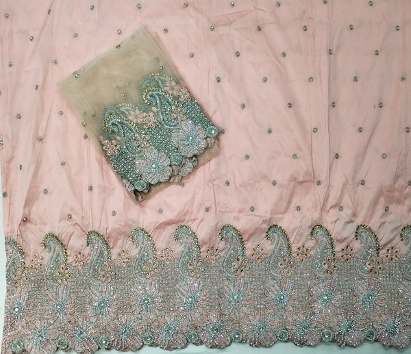 Fine Quality Crystal Stone Beaded Indian George Wrappers Fabric For Women Party wear Fabric