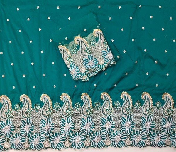 Fine Quality Crystal Stone Beaded Indian George Wrappers Fabric For Women Party wear Fabric