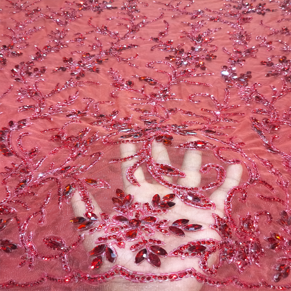 Rhinestone Tulle Lace Fabric 5 Yards Bridal Wedding Headband Fabric For Evening Dresses