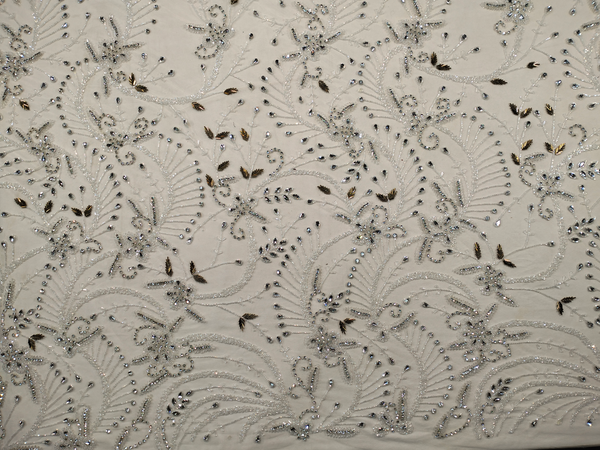 Free Shipping Rhinestone Net Lace Floral Design African Bridal 5 Yards Stone Lace Fabric