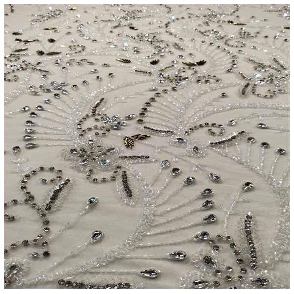 Free Shipping Rhinestone Net Lace Floral Design African Bridal 5 Yards Stone Lace Fabric