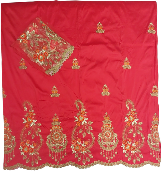 New George With Multicolor Thread Embroidery With Floral Design Wrapper Fabric