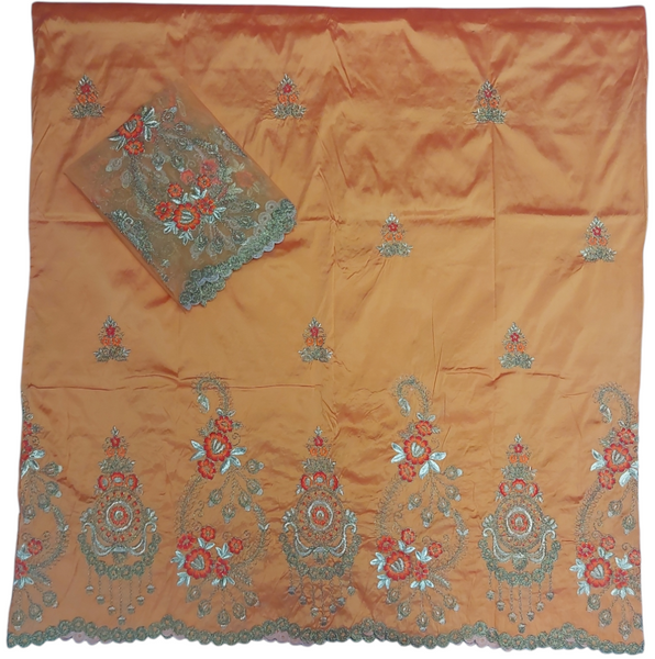 New George With Multicolor Thread Embroidery With Floral Design Wrapper Fabric