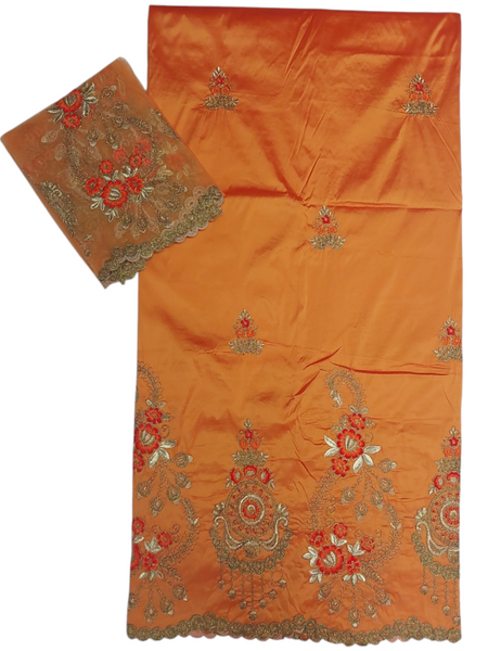 New George With Multicolor Thread Embroidery With Floral Design Wrapper Fabric