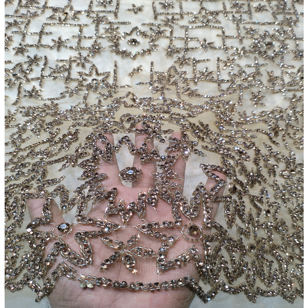 Premium Gold Color Hand Beaded 5 Yards Net Laces Designer Luxury Mesh Net Lace