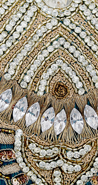 Chiffon Hand Embroidered Womens Kaftan With Golden Crystal & Thread Work Party Wear Dress