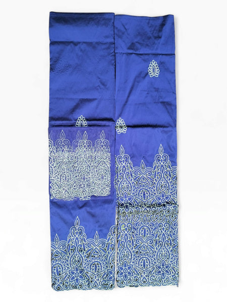 Luxury Royal Blue Embroidered George Lace Fabric | Elegant African Wedding & Occasion Wear