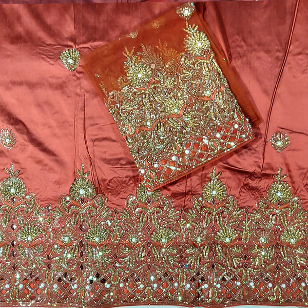 Top Quality Dupion Fabrics Hand Made Design With Pearl  Stone Beaded With Sparkle Sequence African Wedding George Fabrics For Special Women