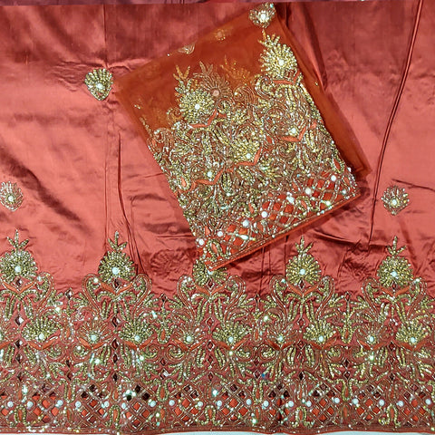 Top Quality Dupion Fabrics Hand Made Design With Pearl  Stone Beaded With Sparkle Sequence African Wedding George Fabrics For Special Women