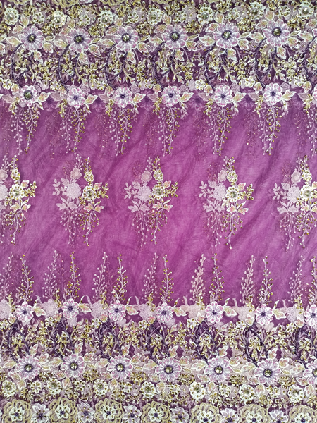 Best Quality Stone Beaded Net Lace Fabric With Embroidery And Floral Design