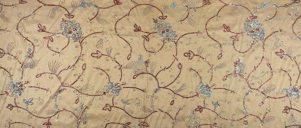 Indian George Fabrics High Quality African George Lace Fabric With Heavy Beaded Red Stone & Silver Stone Silver Stone Hand Work