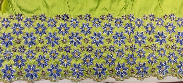 Super Quality African Raw Silk George Wrapper With Floral Design Embroidery And Stone Beaded Wrapper