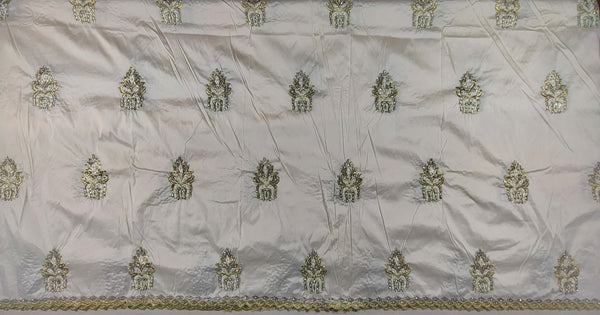 Best Quality African George Wrapper Raw Silk Fabric With Stone Beaded For African Wedding Party And Evening Dress For African Women