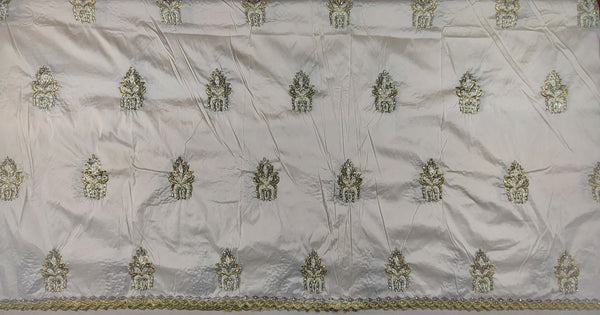 Best Quality African George Wrapper Raw Silk Fabric With Stone Beaded For African Wedding Party And Evening Dress For African Woman