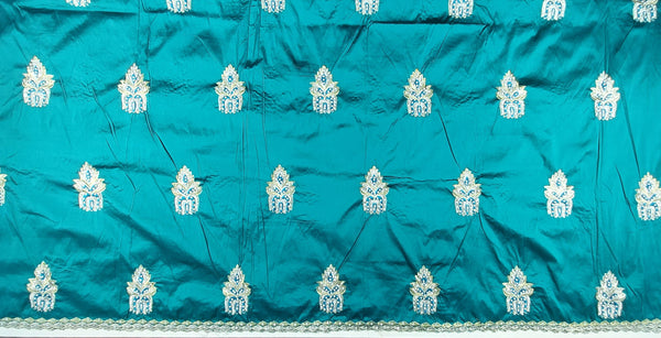 Standard Quality African George Wrapper Raw Silk Fabric With Stone Beaded Light Weight Design For Regular And Party Dress