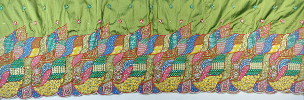 Beautiful African Raw Silk George Wrapper With Embroidery And Stone Work & Leaves Design George Wrapper For African Wedding And Party Dress