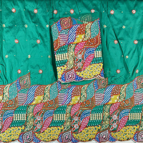 New Arrival African George Wrapper Raw Silk Fabric With Leaves And Floral  Design For African Wedding and Evening Party Dress For Women