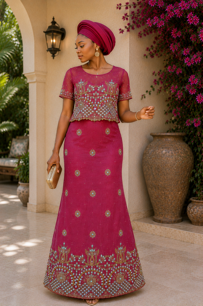 Premium Wedding George Fabric with Heavy Beaded Border and Designer Stone Work for Bridal Celebration Wear