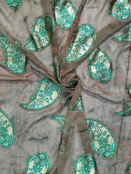 Premium Fransawi Dirac – Gold & Emerald Paisley Design | Prefect For Regular Wear & Evening Wear