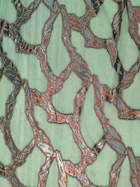 Premium Mint Green Geometric Printed Fransawi Dirac | Luxury Somali Wedding & Party Wear