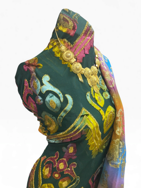 Premium Maqbal Dirac With Multicolor Shawl – Luxury Somali Wedding & Occasion Wear