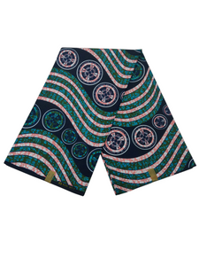 100% Cotton Ankara Tissue Material African Fabric Party Dress Multi Colour with Purple Circle