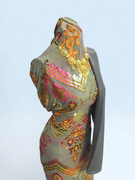 Luxury Grey Maqbal Dirac With Matching Shawl – Perfect for Weddings & Celebrations