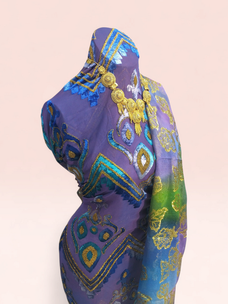 Exclusive Purple Maqbal Dirac With Multi Color Shawl | Best For Party & Occasion Wear