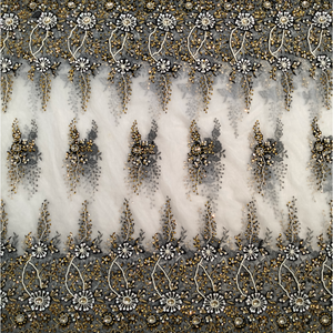 Stone Beaded Mesh Net Lace Fabric For Women Wedding And Party Dress