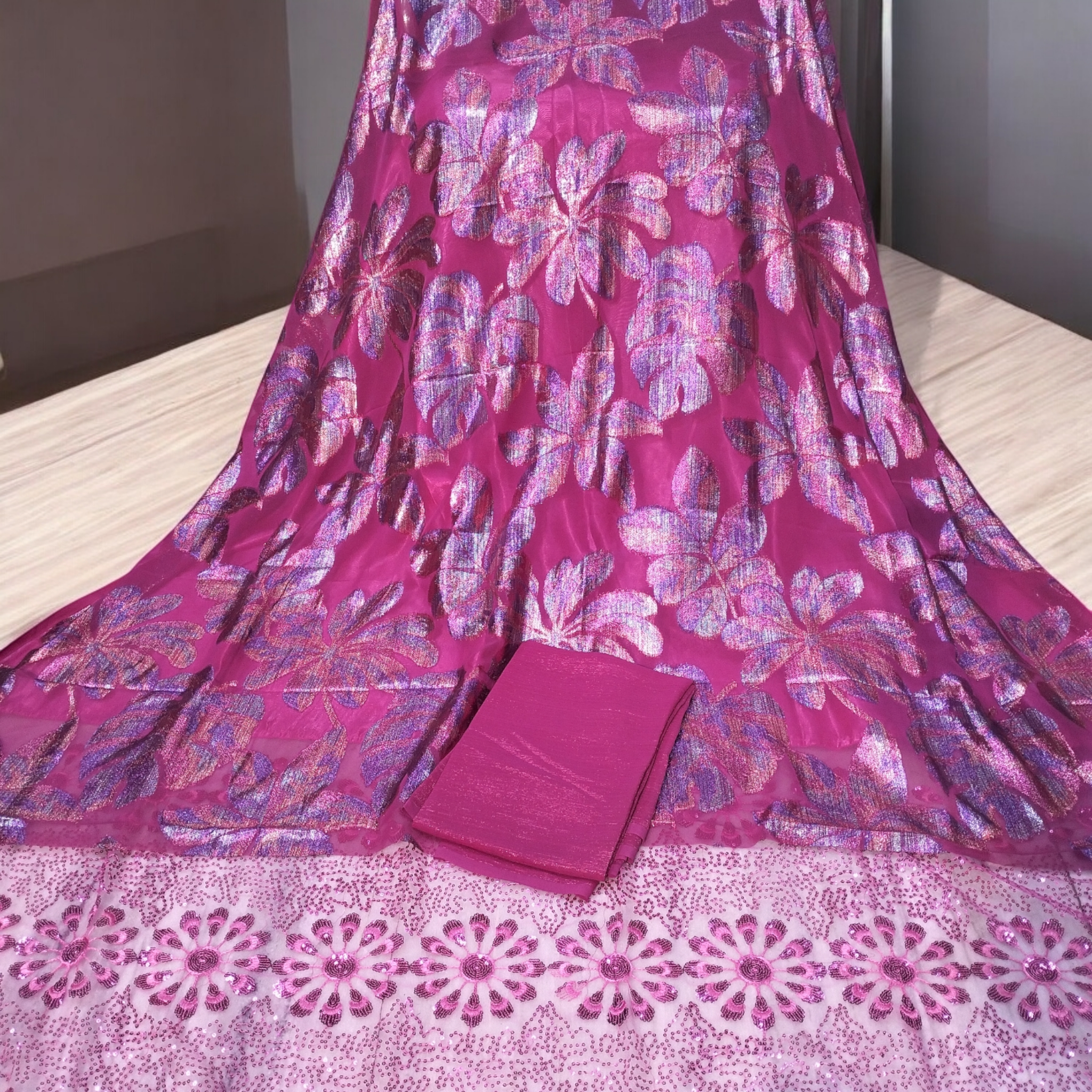 Purple and Light Pink Design on Fuchsia Pink Background Fransawi Dirac