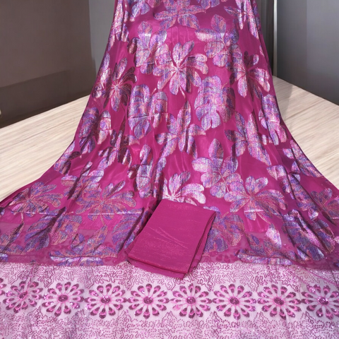Purple and Light Pink Design on Fuchsia Pink Background Fransawi Dirac