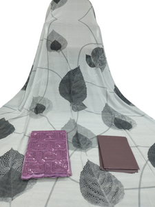 Gray and Dark Gray Tear Drop and Leaf Design Fransawi Dirac on Off-White Background