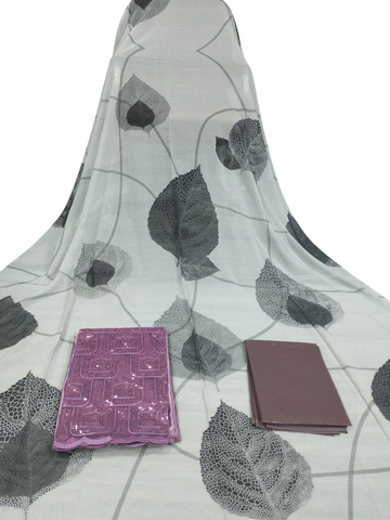 Gray and Dark Gray Tear Drop and Leaf Design Fransawi Dirac on Off-White Background