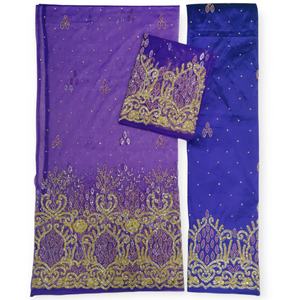 Gold Design on Purple Background Handwork George