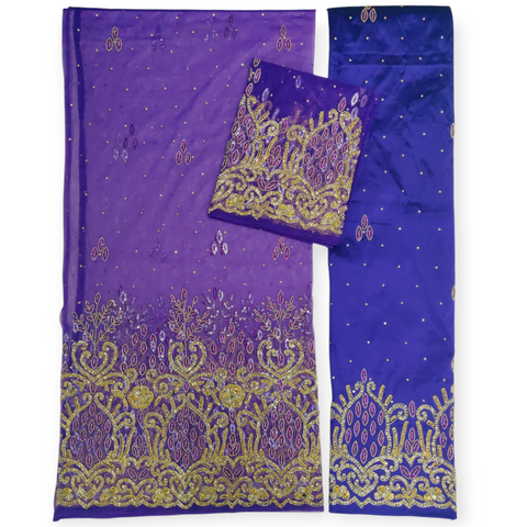 Gold Design on Purple Background Handwork George