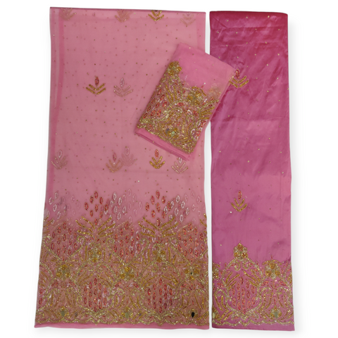 Gold Design on Bright Pink Background Handwork George